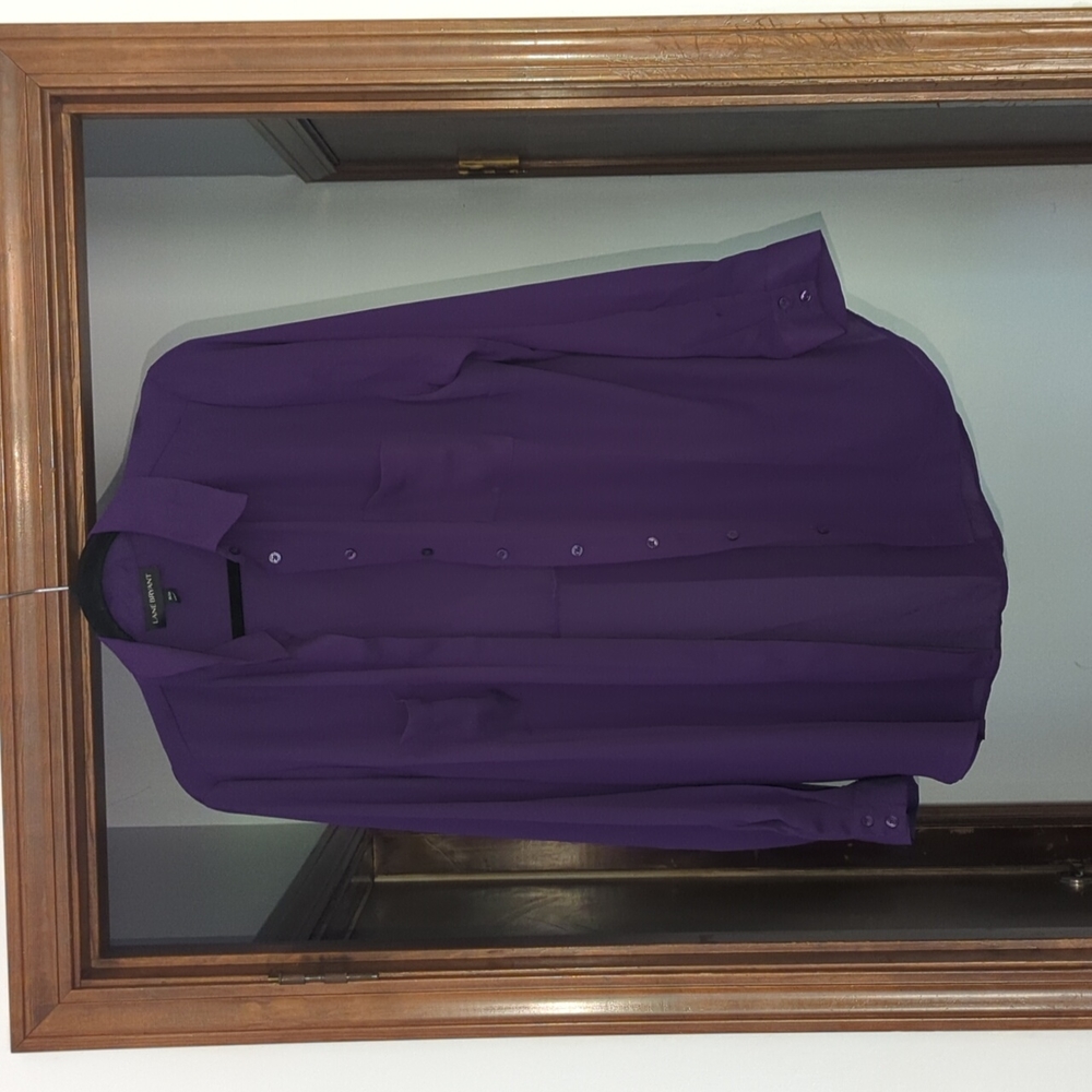 Lane Bryant Sheer Purple Button Down